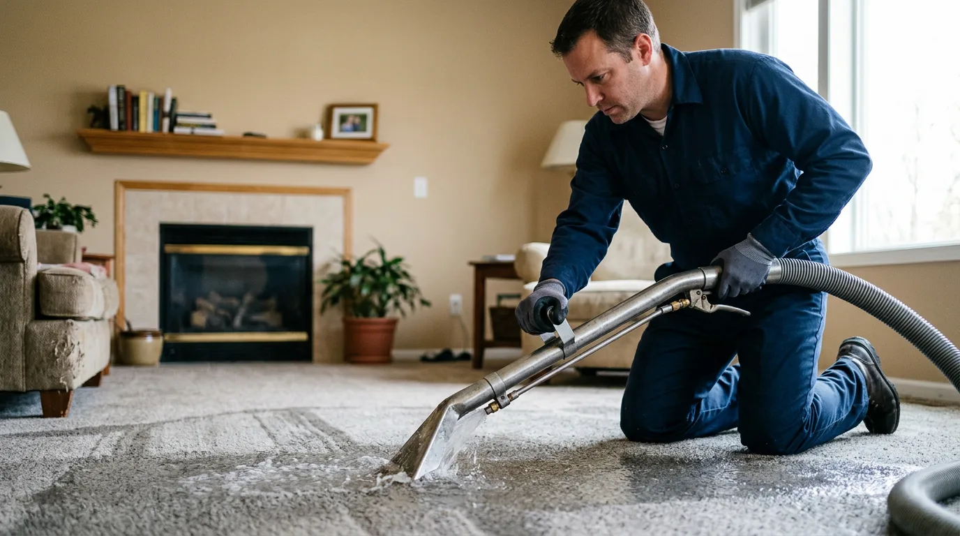 Water damage restoration technician working near Delhi, CA